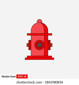 Icon red fire hydrant, isolated vector illustration