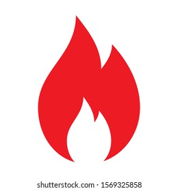 Icon red flame, fire, glow. Danger sign, warning, attention. Vector on white background