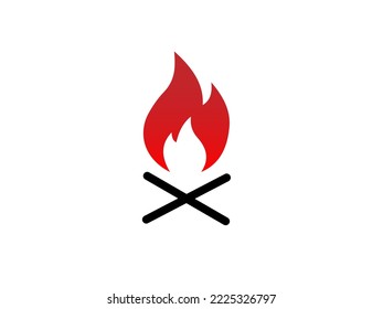 Icon red flame, fire, glow. Danger sign, warning, attention. Vector on white background
