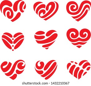 icon red heart flat style, vector