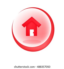 Icon of red house in the circle