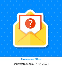 Icon of red knife on blue background in flat style. Sign, symbol, sticker for web design.