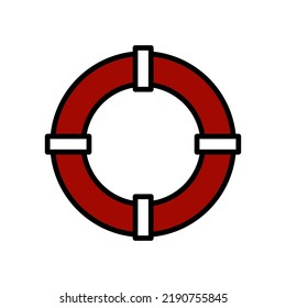 Icon with red life buoy. Vector illustration. Stock image. 