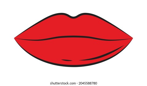 icon red lips with black contour