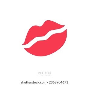 Icono de los labios rojos. Vector. Ilustración