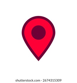 Icono de un marcador de ubicación rojo con un centro circular. perfecto para App de mapas y navegación.