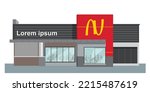 Icon red mcd burger king
store art modern element map road sign symbol logo famous identity city style shop urban 3d flat building street isolated white background design vector template illustration