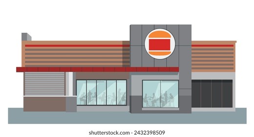 Icon red mcd burger king store art modern element map road sign symbol logo famous identity city style shop urban 3d flat building street isolated white background design vector template illustration