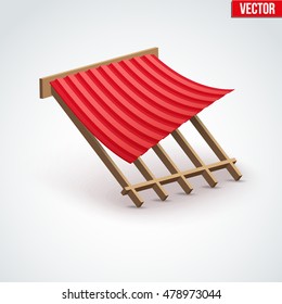Icon red metal roofing cover on the roof. Demonstration of coatings and materials. Vector Illustration isolated on white background.