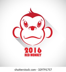 Icon red monkey. Symbol of the year.