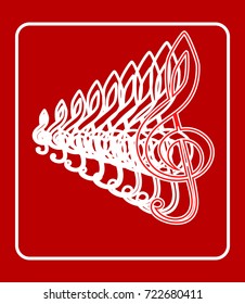 icon red music notes, violin key, vectors