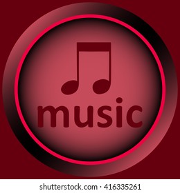 Icon red musical note