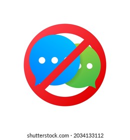 Icon with red no chatting. Vector illustration.