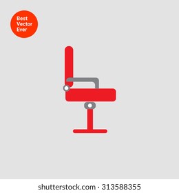 Icon of red office chair, side view