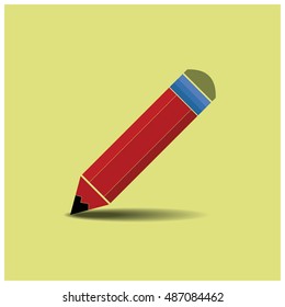 icon red pencil vector