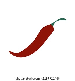 icon with red pepper on white background. Vector logo illustration.