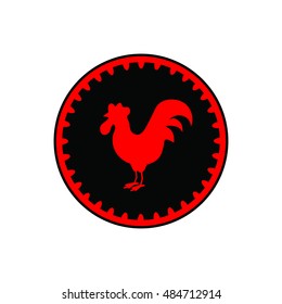 Icon with red rooster.Vector illustration