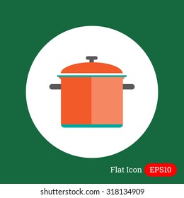 Icon of red saucepan with lid