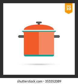 Icon of red saucepan with lid