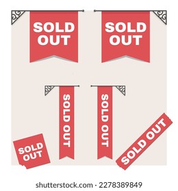 icon red sold out. - Vector.