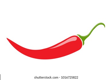 Icon red spicy pepper. Isolated on white. Vector illustration