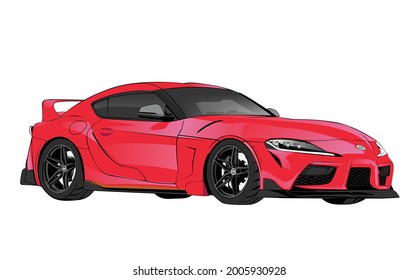 Icon Red Sport Car Vector Template Illustration Can Use Logo T Shirt, Apparel, Sticker Group Community Toyota Supra , Poster, Flyer Banner Modify Auto Show, Tokyo Drift Fast Furious Movie