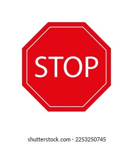 Icon with red stop sign. Vector illustration.
