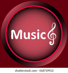 Icon red treble clef and music