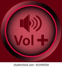 Icon red volume plus