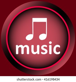 Icon red white musical note