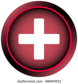 Icon red white plus