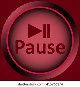 Icon red word pause and symbol