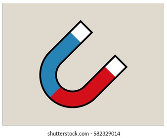 Icon of red-blue magnet. It symbolizes the connection union and attraction