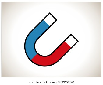 Icon of red-blue magnet. It symbolizes the connection union and attraction