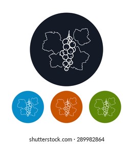 Icon Redcurrant, Four Types of Colorful Round Icons  Red Currant, Line Style, Vector Illustration