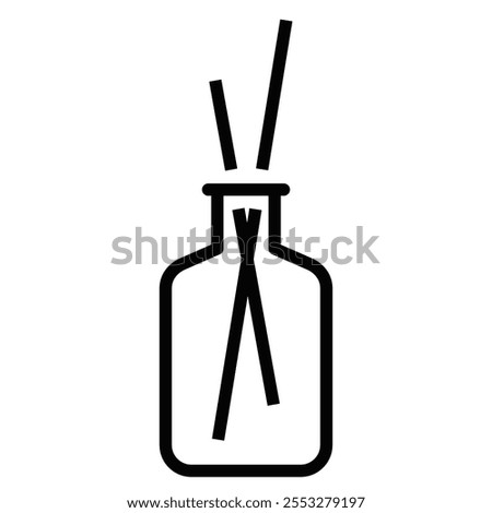 Icon of a reed diffuser bottle with sticks. Editable stroke.