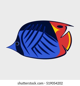 Icon reef fish isolated on white background.