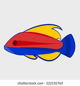 Icon reef fish isolated on white background.