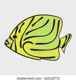 Icon reef fish isolated on white background.