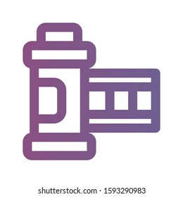 Icon reel in lineal gradient style. vector illustration and editable stroke. Isolated on white background.