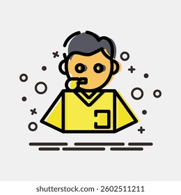 Icon referee. Football and soccer elements. Icon in MBE style.