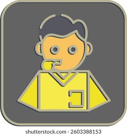 Icon referee. Football and soccer elements. Icon in embossed style.