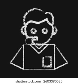 Icon referee. Football and soccer elements. Icon in chalk style.