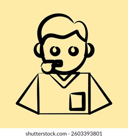 Icon referee. Football and soccer elements. Icon in hand drawn style.