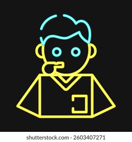 Icon referee. Football and soccer elements. Icon in neon style.