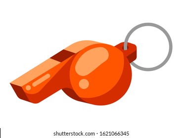 Icon of referee whistle in flat style. Stylized sport equipment illustration.