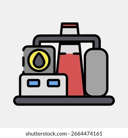 Icon refinery. Oil Industry elements. Icon in filled line style.