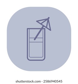 Icon of refreshing tropical drink with umbrella. Summer vacations and beach adventures in sunny destinations concept