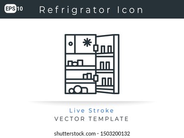 Icono Refrigorífico Para Sitio Web, Elemento Infográfico. Ilustración vectorial