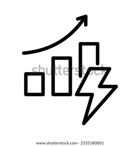 Icon related to energy increase graph, useful as a symbol of energy usage. Editable black outline vector illustration.